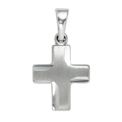 Anhänger Kreuz 925 Sterling Silber massiv rhodiniert teilmattiert | 40704 / EAN:4053258220641