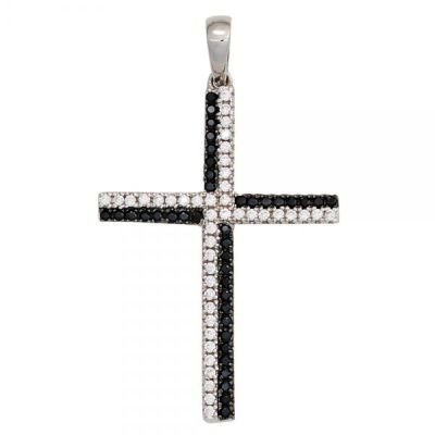 Anhänger Kreuz 925 Sterling Silber rhodiniert mit Zirkonia | 43321 / EAN:4053258264393