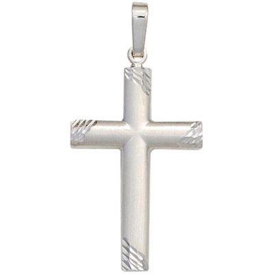 Anhänger Kreuz 925 Sterling Silber rhodiniert teilmattiert, 27,4 mm | 43333 / EAN:4053258264515