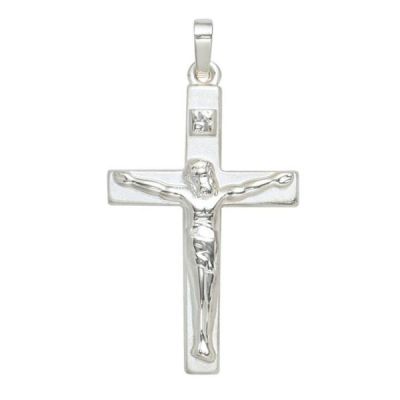 Anhänger Kreuz 925 Sterling Silber rhodiniert teilmattiert | 40696 / EAN:4053258220627