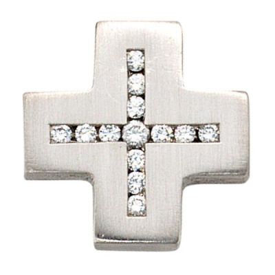 Anhänger Kreuz 950 Platin mattiert 13 Diamanten Brillanten | 37178 / EAN:4053258043240