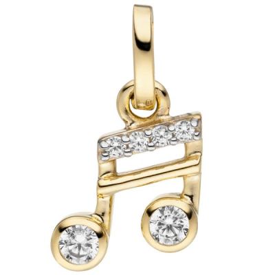 Anhänger Musik-Note 333 Gold Gelbgold 6 Zirkonia | 53318 / EAN:4053258522325