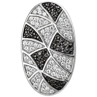 Anhänger oval 925 Sterling Silber 95 Zirkonia Silberanhänger | 52725 / EAN:4053258512616