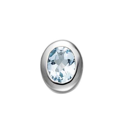 Anhänger oval 925 Sterling Silber rhodiniert 1 Blautopas blau hellblau | 44945 / EAN:4053258292211