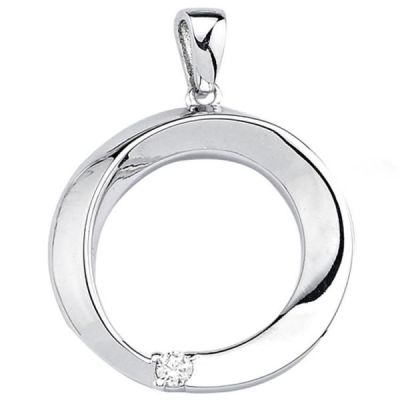 Anhänger rund 925 Sterling Silber 1 Zirkonia Silberanhänger | 52410 / EAN:4053258460573