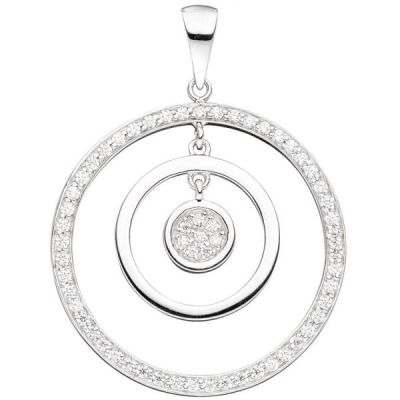 Anhänger rund 925 Sterling Silber rhodiniert mit Zirkonia | 45410 / EAN:4053258298299