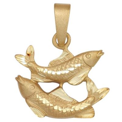 Anhänger Sternzeichen Fische 925 Sterling Silber gold vergoldet matt | 52261 / EAN:4053258456361