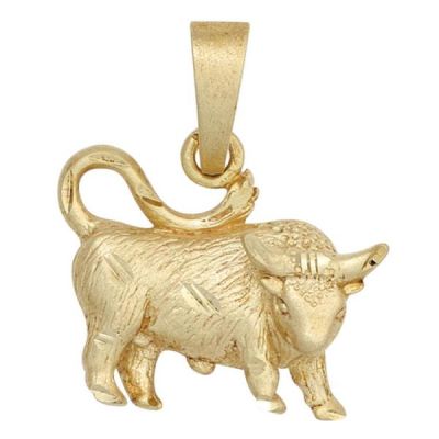 Anhänger Sternzeichen Stier 925 Sterling Silber gold vergoldet matt | 52251 / EAN:4053258456262