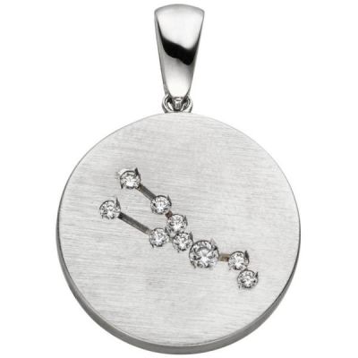 Anhänger Sternzeichen Stier 925 Sterling Silber matt 9 Zirkonia | 52469 / EAN:4053258509371