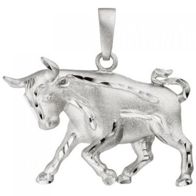 Anhänger Sternzeichen Stier 925 Sterling Silber teil matt | 50643 / EAN:4053258352045