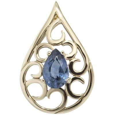 Anhänger Tropfen 585 Gold Gelbgold 1 blauer Safir Tropfenform | 44875 / EAN:4053258290422