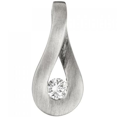 Anhänger Tropfen 950 Platin matt 1 Diamant Brillant 0,09ct. | 50727 / EAN:4053258351093