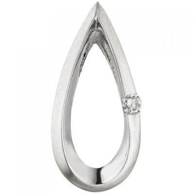 Anhänger Tropfen 950 Platin teil matt 1 Diamant Brillant 0,025ct. | 50731 / EAN:4053258351116