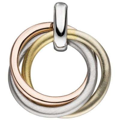 Anhänger verschlungen 925 Sterling Silber vergoldet tricolor dreifarbig | 45459 / EAN:4053258298787