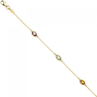 Armband 585 Gelbgold 2 Amethyste 1 Citrin 1 Blautopas Goldarmband | 49207 / EAN:4053258340493