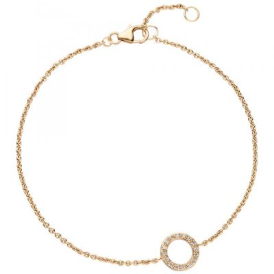 Armband 585 Gold Gelbgold 16 Diamanten Brillanten 21 cm | 54315 / EAN:4053258544334