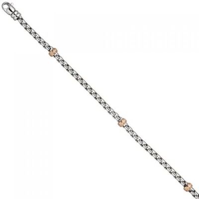 Armband 585 Weißgold Rotgold bicolor 39 Diamanten Brillanten 19 cm | 49213 / EAN:4053258344248