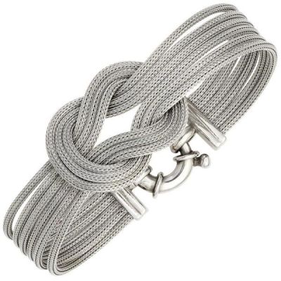 Armband 925 Silber rhodiniert teilmattiert 19 cm Federring | 43379 / EAN:4053258265253