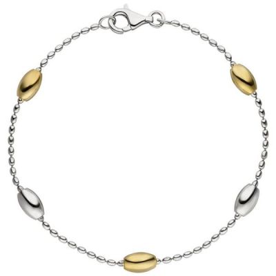 Armband 925 Sterling Silber bicolor vergoldet 19 cm Silberarmband | 51076 / EAN:4053258364031