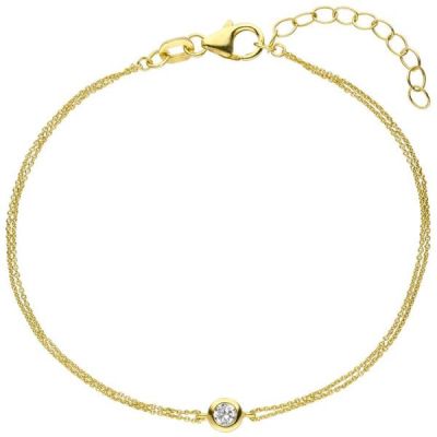 Armband 925 Sterling Silber gold vergoldet 1 Zirkonia 19 cm | 52153 / EAN:4053258507674