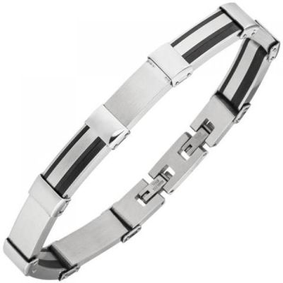 Armband Edelstahl teilweise schwarz beschichtet 21 cm | 53295 / EAN:4053258518366