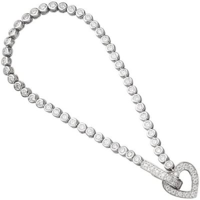 Armband Herz 925 Sterling Silber rhodiniert mit Zirkonia 19 cm | 44142 / EAN:4053258282748