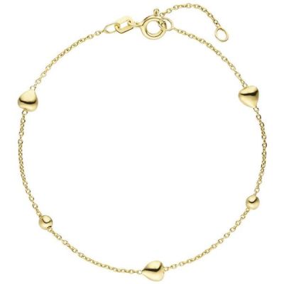 Armband Herz Kugel 925 Sterling Silber gold vergoldet 19 cm | 52148 / EAN:4053258458259