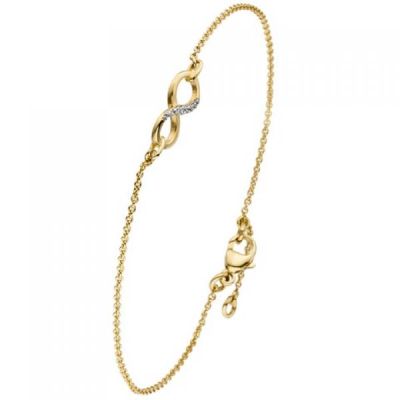 Armband Unendlichkeit 375 Gelbgold bicolor 7 Zirkonia 19,5 cm | 50333 / EAN:4053258357309