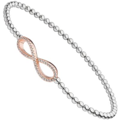 Armband Unendlichkeit 925 Sterling Silber bicolor vergoldet 47 Zirkonia 18 cm | 53473 / EAN:4053258538272