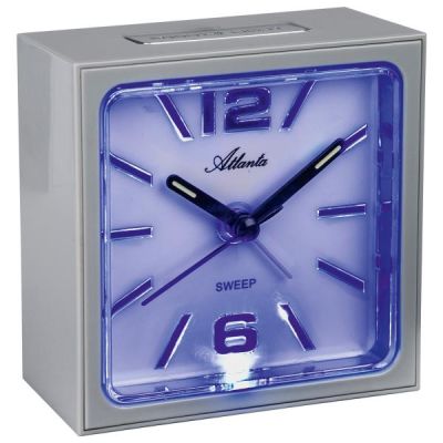 Atlanta 2130/4 Wecker Quarz analog eckig grau mit Licht Snooze | 54055 / EAN:4026934213046