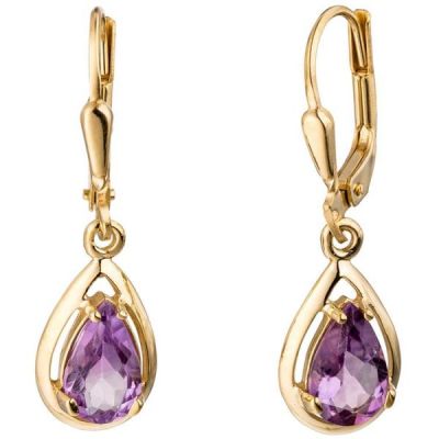 Boutons 333 Gold Gelbgold 2 Amethyste Ohrringe | 44038 / EAN:4053258281123