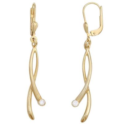 Boutons 375 Gold Gelbgold 2 Zirkonia Ohrringe Ohrhänger | 42354 / EAN:4053258249604