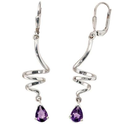 Boutons 925 Sterling Silber 2 Amethyste lila violett Ohrringe | 38374 / EAN:4053258099223