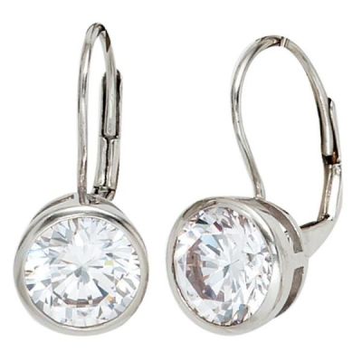 Boutons 925 Sterling Silber rhodiniert 2 Zirkonia Ohrringe Ohrhänger | 40547 / EAN:4053258217962