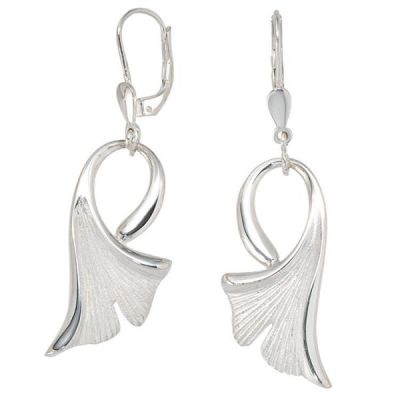 Boutons Gingko Ginko 925 Sterling Silber mattiert Ohrringe Ohrhänger | 38095 / EAN:4053258101902