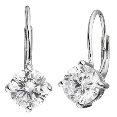 Boutons quadratisch 925 Sterling Silber rhodiniert 2 Zirkonia Ohrringe | 45097 / EAN:4053258294192