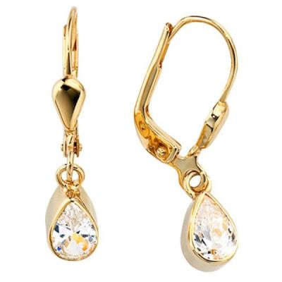 Boutons Tropfen 333 Gelbgold 2 Zirkonia Ohrhänger Goldohrringe | 37676 / EAN:4053258046852