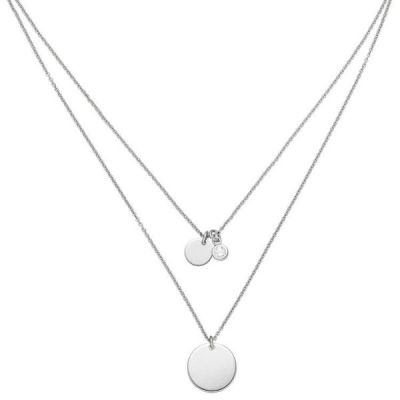 Collier 2-reihige Kette mit Anhänger 925 Sterling Silber 1 Zirkonia 44 cm | 52149 / EAN:4053258507650