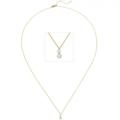 Collier 750 Gold Gelbgold 2 Diamanten Brillanten 45 cm | 53309 / EAN:4053258520963