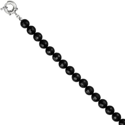 Collier Edelsteinkette Onyx facettiert 60 cm Halskette Kette | 45082 / EAN:4053258294086