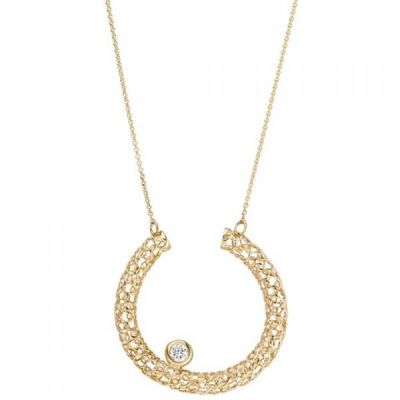 Collier Halskette 750 Gold Gelbgold 1 Diamant Brillant 45 cm Goldkette | 48645 / EAN:4053258331019