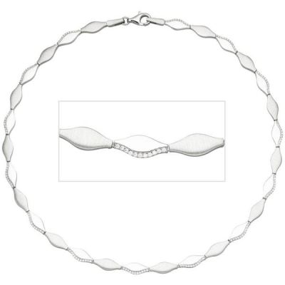 Collier Halskette 925 Silber teil matt 154 Zirkonia 45 cm Kette Silberkette | 52452 / EAN:4053258460559