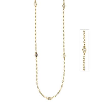 Collier Halskette 925 Sterling Silber gold vergoldet 7 Zirkonia 47 cm Kette | 46858 / EAN:4053258312032