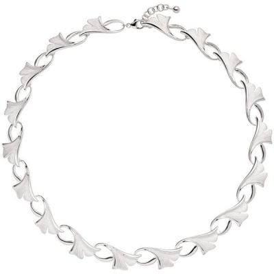 Collier Halskette Ginko Ginkgo 925 Silber mattiert 47 cm Silberkette | 38096 / EAN:4053258101919