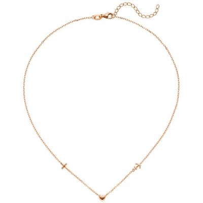 Collier Halskette Glaube Liebe Hoffnung 925 Silber rotgold vergoldet 43 cm | 54219 / EAN:4053258541319