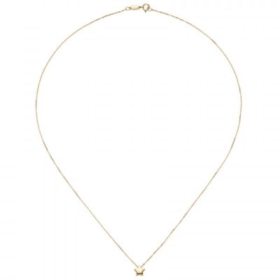 Collier Halskette mit Anhänger Stern 375 Gold Gelbgold 42 cm Kette | 54223 / EAN:4053258541371