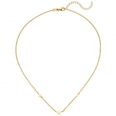 Collier Halskette mit Anhängern Sterne 925 Silber gold vergoldet 43 cm | 54211 / EAN:4053258541197