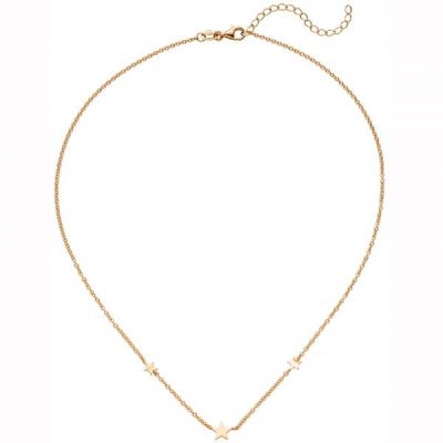 Collier Halskette mit Anhängern Sterne 925 Silber rotgold vergoldet 43 cm | 54213 / EAN:4053258544846