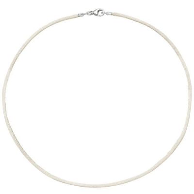 Collier Halskette Seide beige 2,8 mm 42 cm, Verschluss 925 Silber | 35410 / EAN:4053258104309