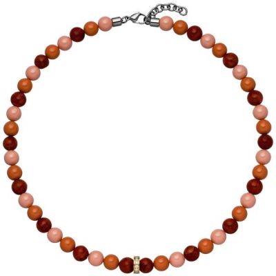 Collier Halskette SWAROVSKI® ELEMENTS und dunkelrote Kugeln 42 cm | 51908 / EAN:4053258462652